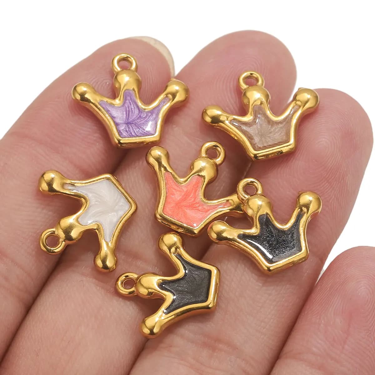4 pezzi fatti a mano in acciaio inossidabile pendenti con ciondoli corona collana orecchini bracciale pendenti gioielli fai da te che fanno risultati accessori