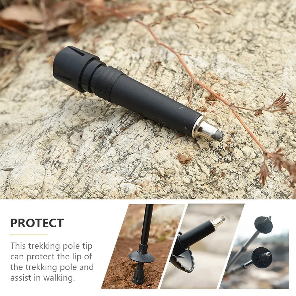 2 Pezzi Punte di Ricambio in Carbonio e Acciaio al Tungsteno con Gomma per Bastoni da Trekking, Arrampicata, Campeggio e Accessori per la Camminata