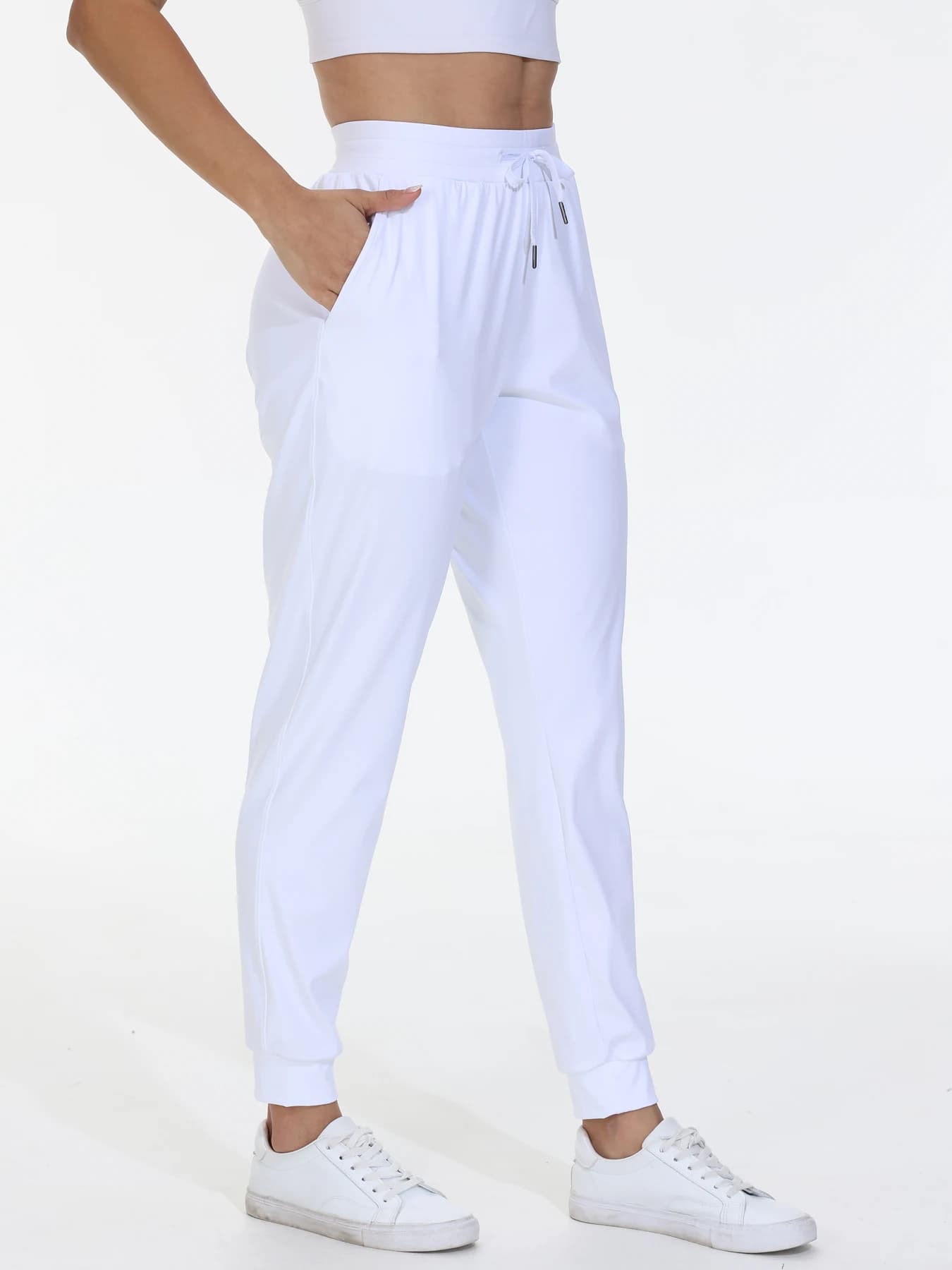 Fitness jogging pants Women's high waist pocket with drawstring Elastic waist Yoga pants Gym Exercise sportswear Light and comfortable