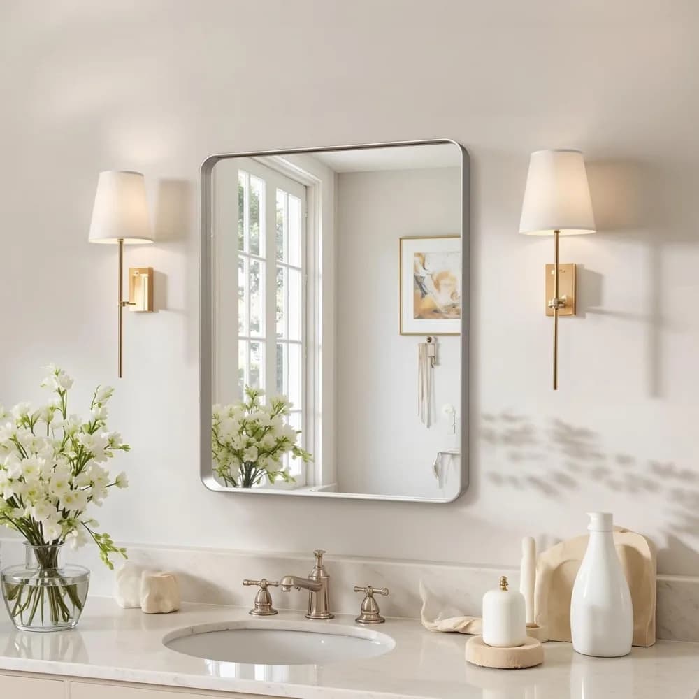 Specchio da bagno per fattoria 20x16", struttura in alluminio, antiruggine, riflessione HD, infrangibile montato a parete