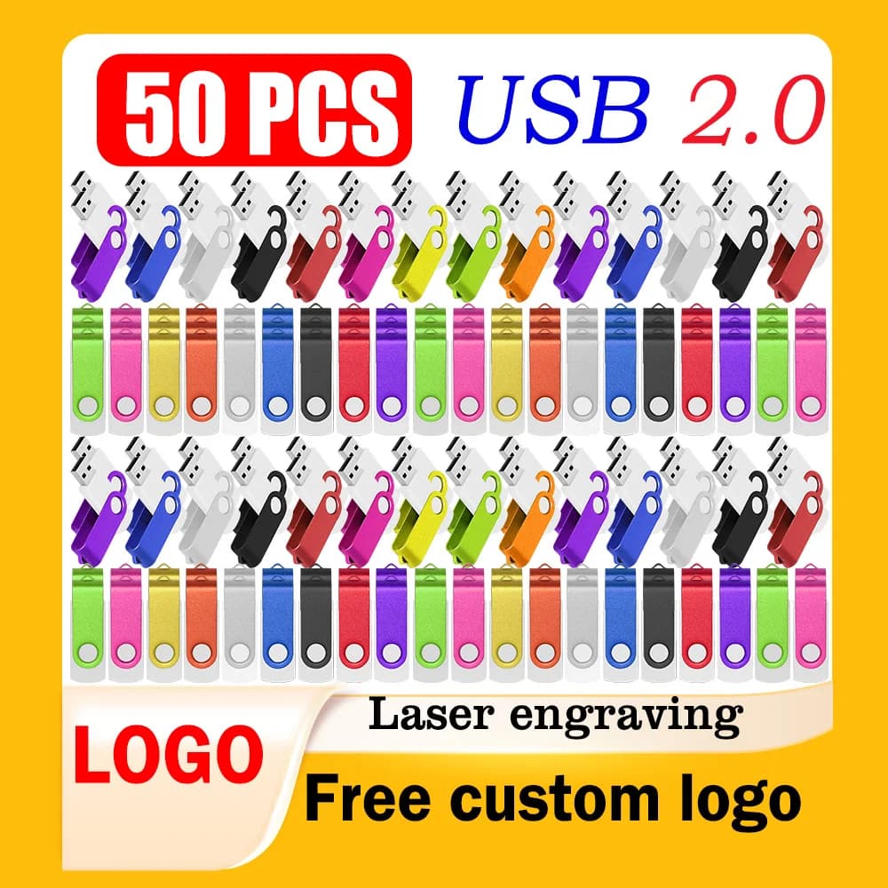 50Pcs/lot USB Flash Drives 64GB Pen Drive 32GB 16GB Usb 2.0 8GB 4GB Memory Stick U Disk 128MB 256MB 512MB Free Custom logo