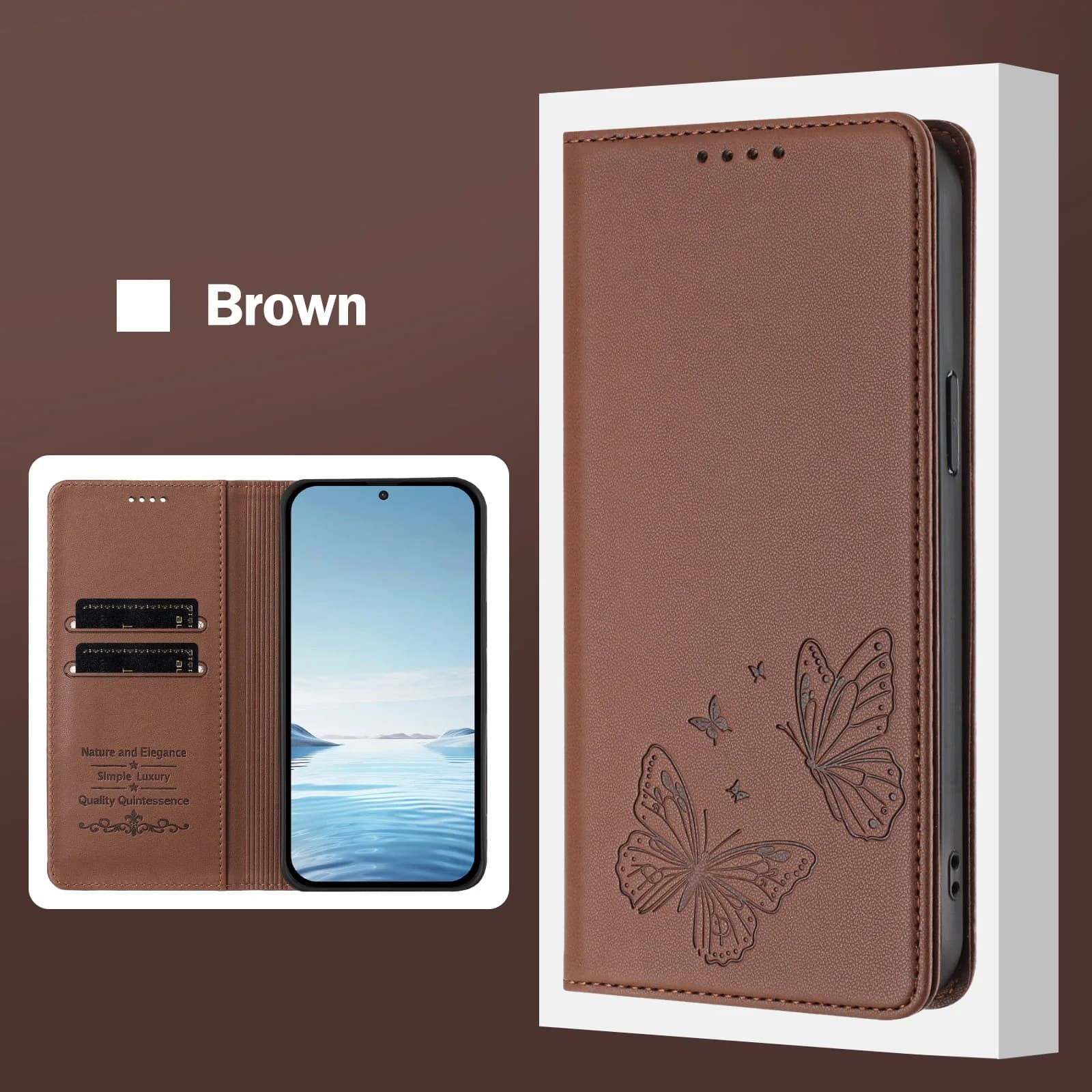 Custodia a portafoglio in pelle con doppia chiusura a farfalla per ZTE Blade A76 A75 A73 A56 A55 A53 A52 A36 A35 Core, con chiusura magnetica e 2 slot per carte