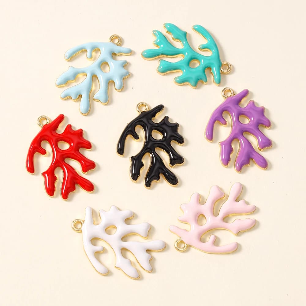 10 Pezzi 20*27mm Graziosi Ciondoli a Forma di Corallo, Colorati Charm in Corallo per Creazione di Orecchini e Collane Fai-da-Te