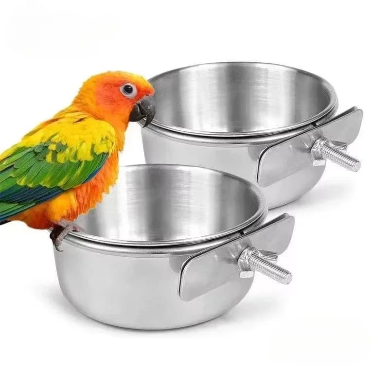 Ciotola in acciaio inossidabile per piccoli animali domestici Ciotola per cibo per pappagalli Ciotola per acqua Tazza per cibo Tazza per cibo Tazza per cibo per uccelli Ciotola sospesa fissa