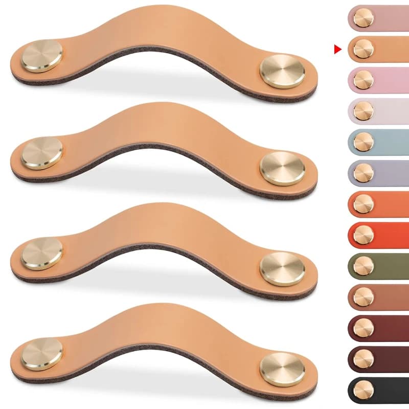 Set da 4 pezzi di maniglie per cassetti in pelle, maniglie per armadi, maniglie in pelle per toelette, armadi e mobili da cucina