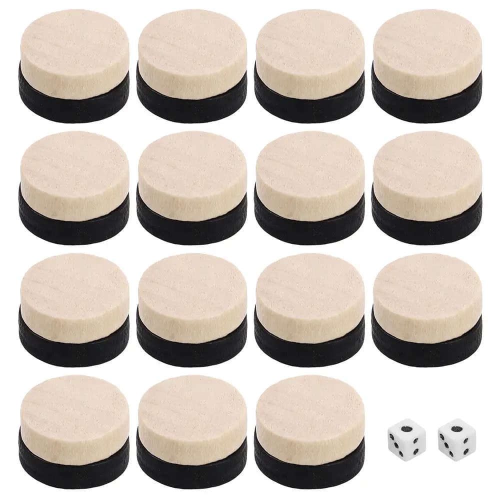 Set di 60 Pezzi per Scacchi e Backgammon, Gioco da Tavolo in Legno, Pezzi di Ricambio Portatili per Viaggi in Famiglia