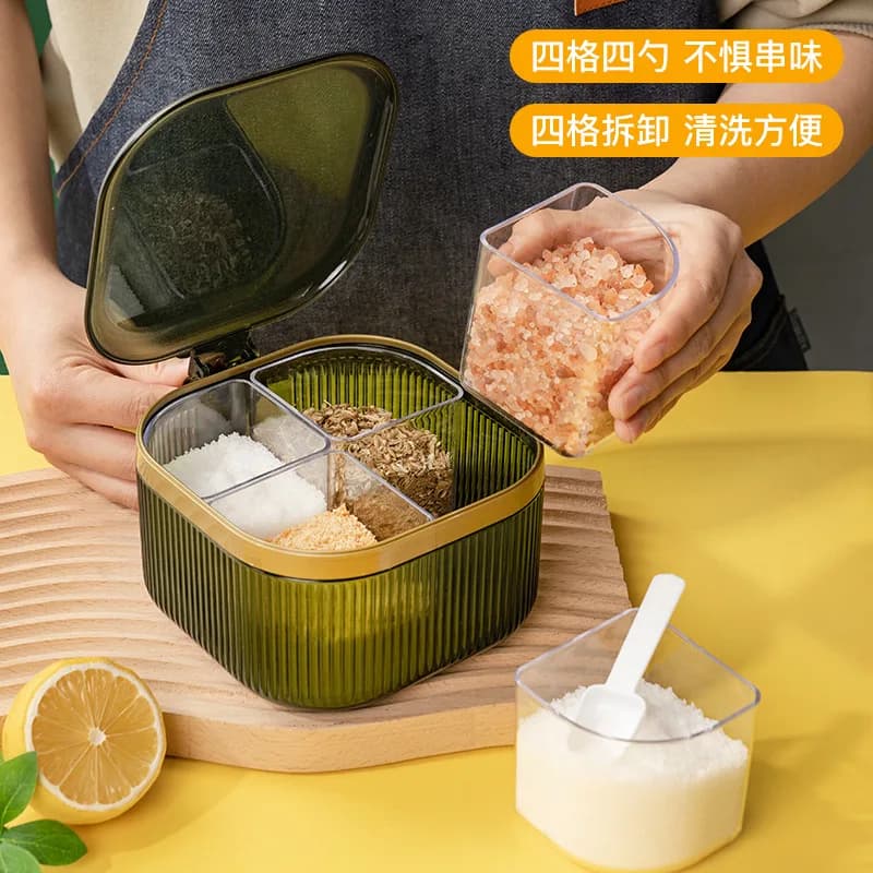 Set Organizzatore per Spezie da Cucina, Contenitore Multi-Scomparto con Bottiglie, Contenitori per Zucchero e Sale per Cucinare a Casa