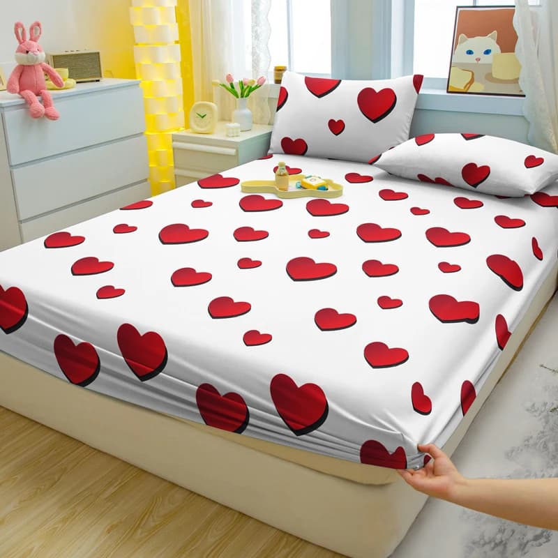 1 lenzuolo con angoli opaco stampato a forma di cuore moderno semplice, copriletto stampato per camera da letto, biancheria da letto (senza federe)