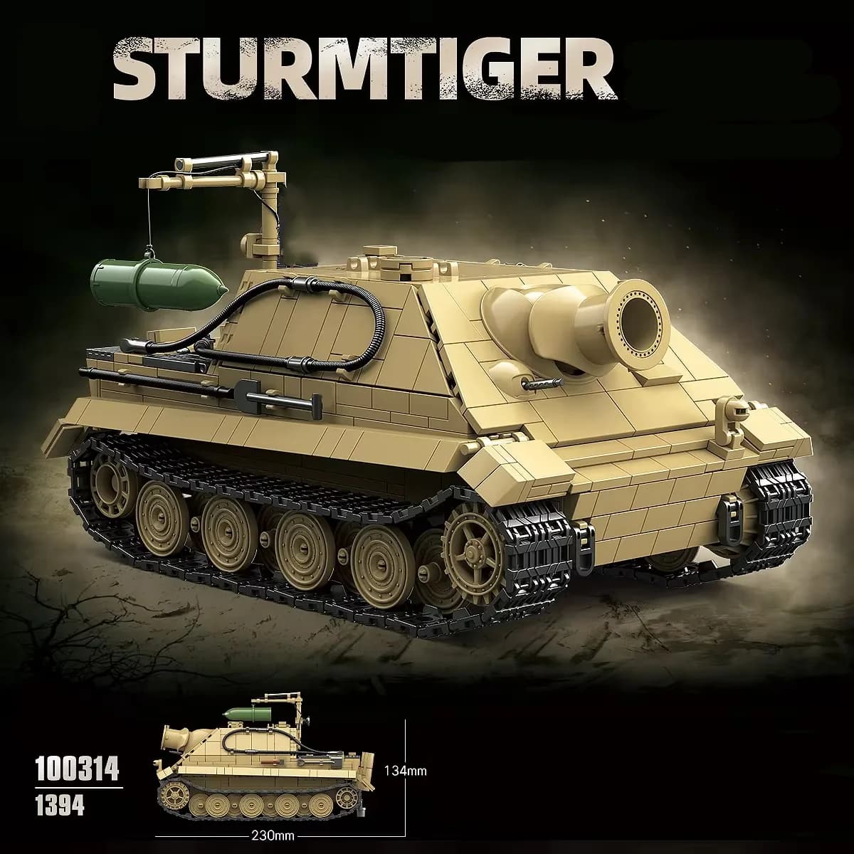 Blocchi da Costruzione Carro Armato Sturmtiger, Scena di Armi Militari, Modello in Mattoncini, Decorazione da Scrivania, Giocattolo per Bambini, 1394 Pezzi