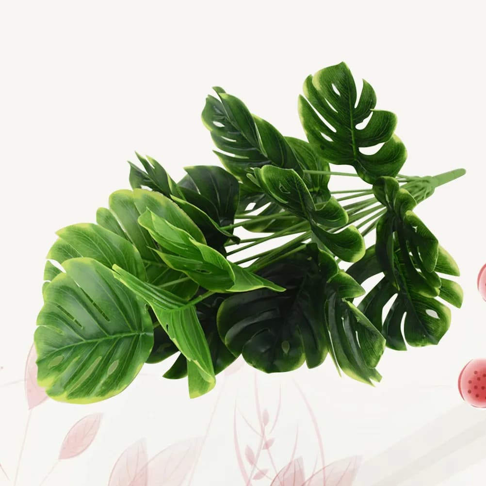 Artificial Monstera Leaves 18 Branches Lifelike Plant Decor for Home Office Cafe Living Room Party Decoration Green