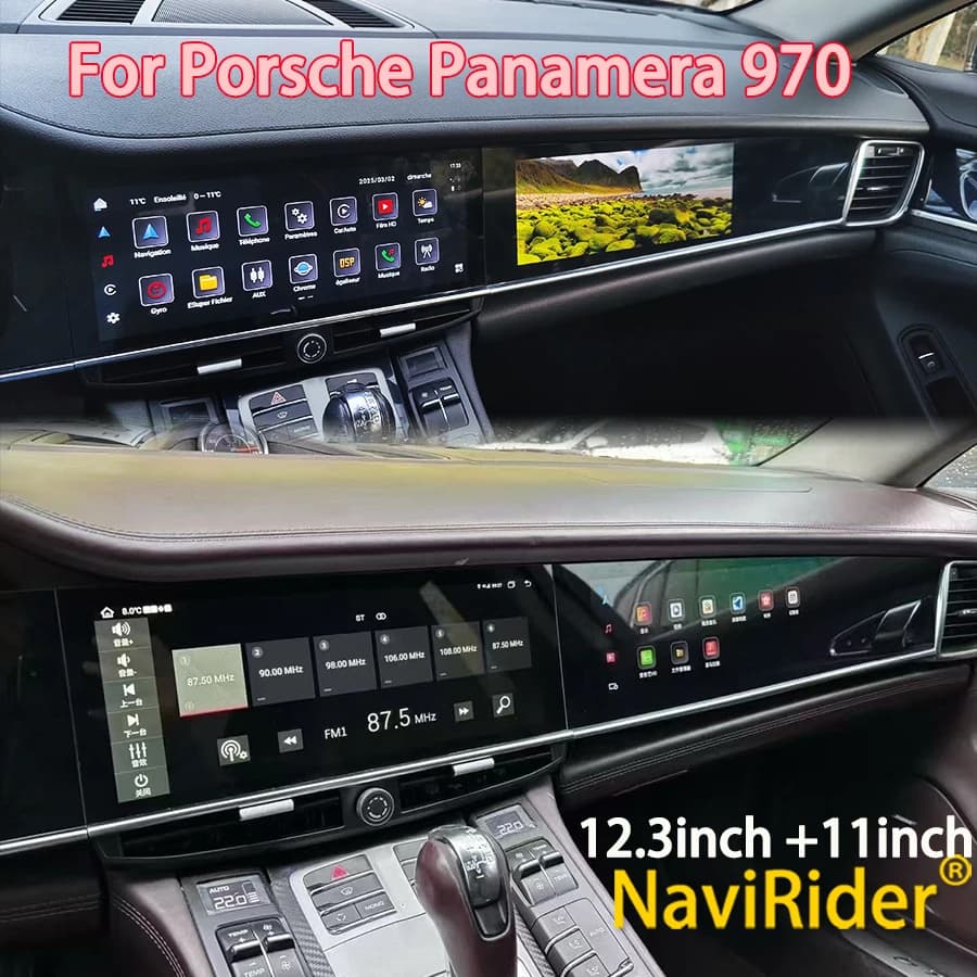 New Multimedia Video Player For Porsche Panamera 970 2010-2016 12.3Inch Dual Screen Android Qualcomm Carplay Auto GPS Navigation