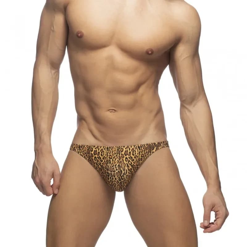 Costume da bagno leopardato da uomo push up bikini da bagno slip caldo sexy imbottito costume da bagno pantaloncini da spiaggia Desmiit biancheria intima gay