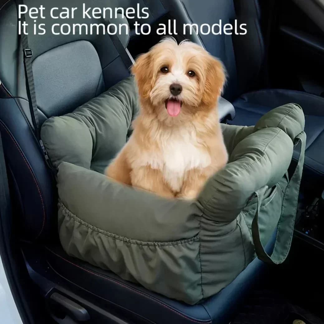 New Dog Car Seat with Safety Belt - Non-Slip Pet Bed for Small Dogs Washable Travel Carrier with Secure Straps for Safe