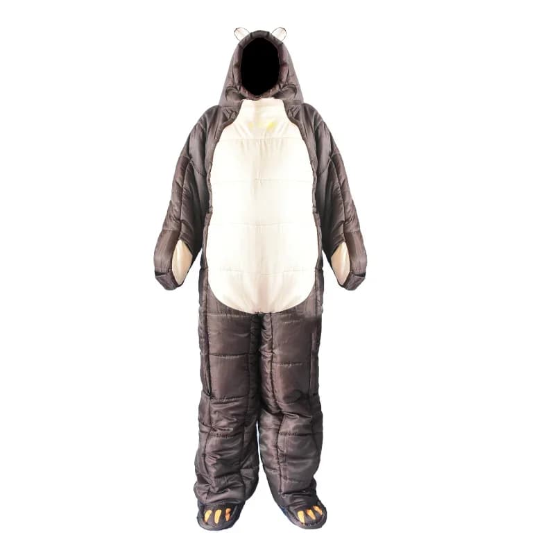 Brown bear shaped bear camping winter warm sleeping bag outdoor hospital watch temporary rest sleeping bag for human mummy