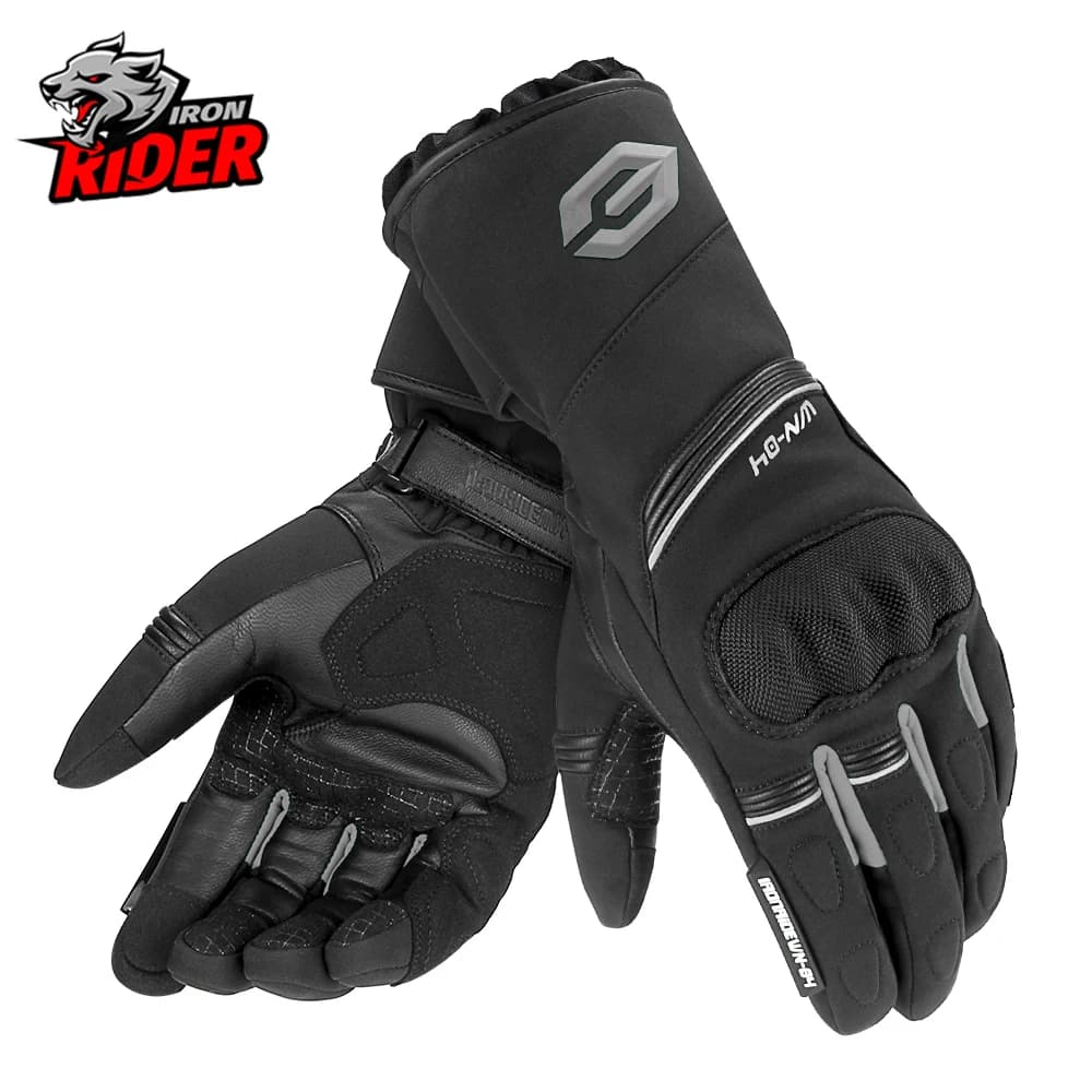 Guanti da moto invernali Guanti da equitazione fuoristrada impermeabili caldi resistenti all'usura Touch Screen Guanti sportivi da esterno con dita intere