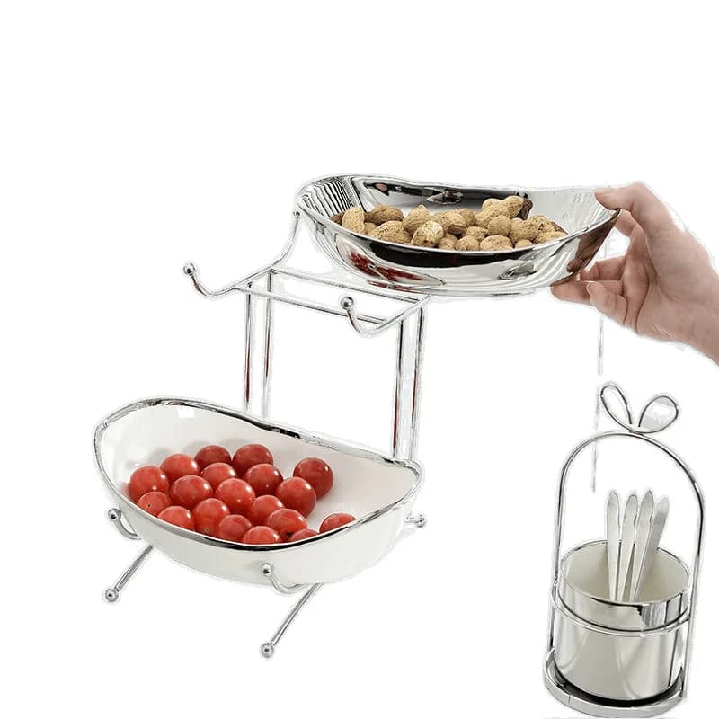 Piatto per frutta nordico creativo, multi-strato, per frutta secca, in ferro battuto, decorazione per il soggiorno