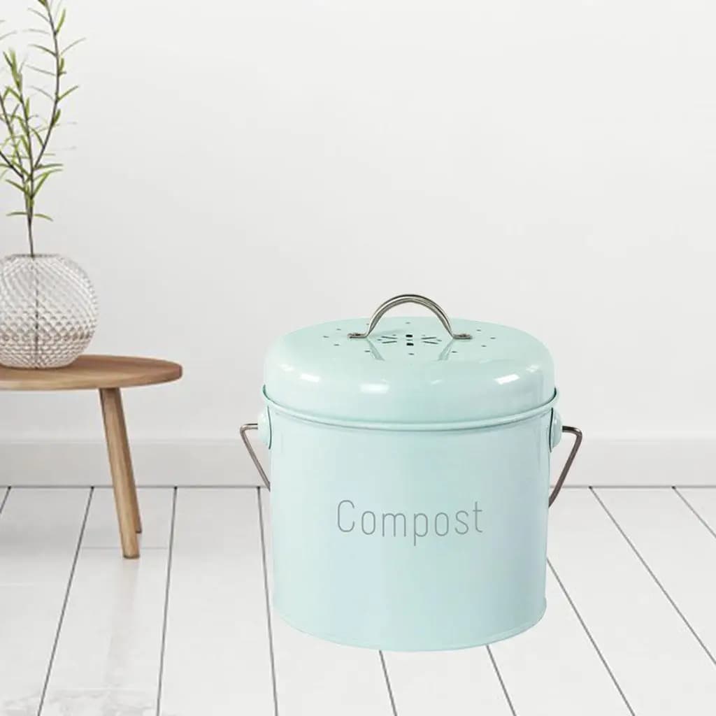 Contenitore per Compost da Giardino 3L, Secchio per Compost con Manico, Bidone Antiruggine per Rifiuti Alimentari da Cucina