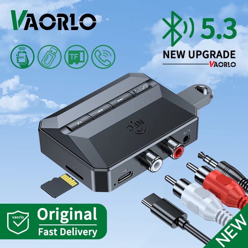 Ricevitore audio NFC Bluetooth 5.3 RCA Adattatore wireless USB AUX da 3,5 mm con supporto MIC Gioco di schede U-Disk/TF per altoparlante per kit auto