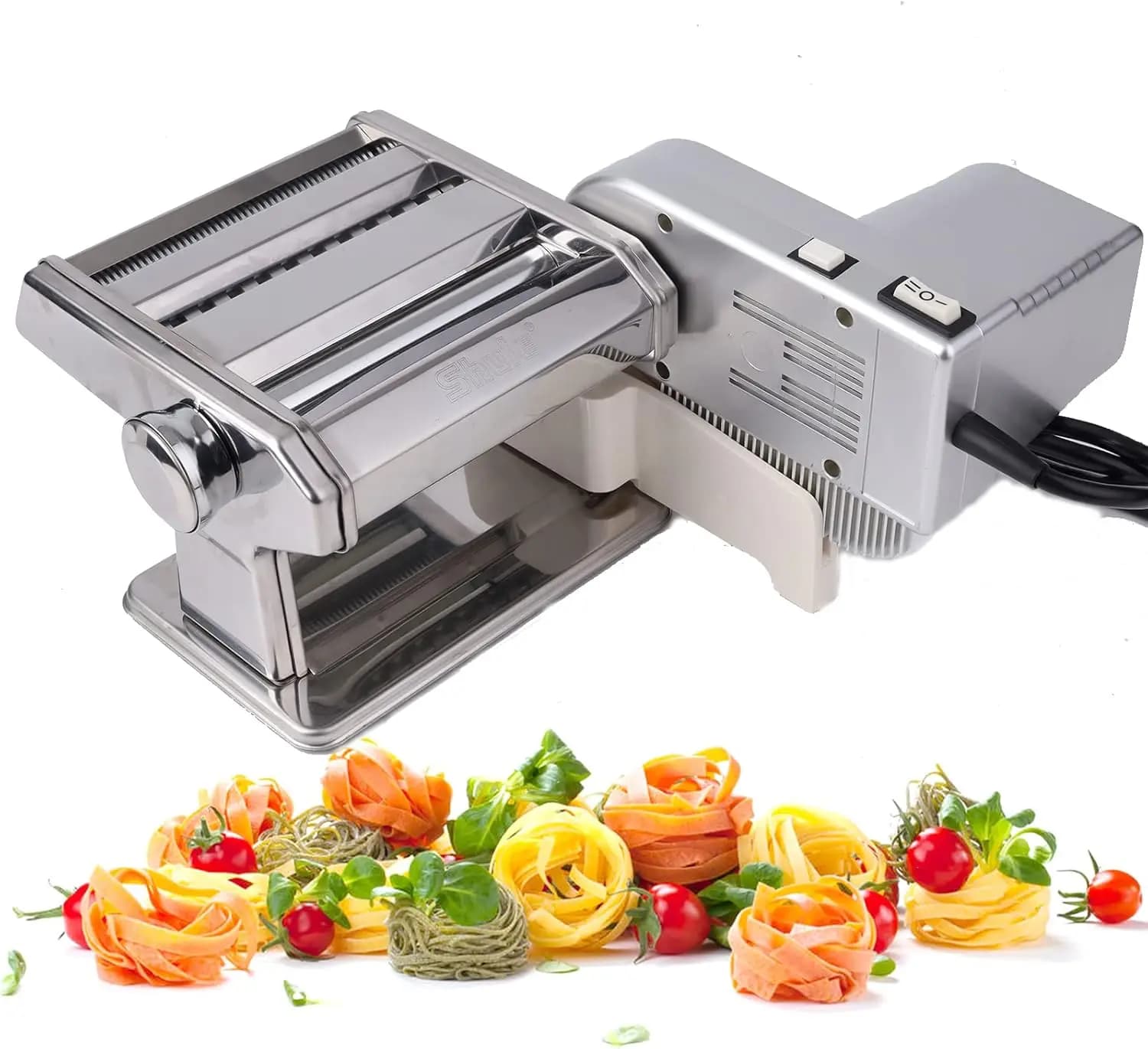 Macchina Elettrica per Fare la Pasta con Set Motore, Rullo in Acciaio Inossidabile per Pasta Fatta in Casa
