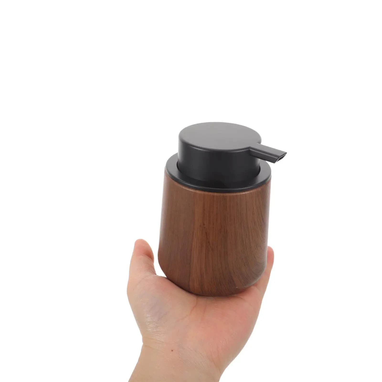 Dispenser di Sapone Schiumogeno Vintage da 250ml, Ricaricabile, Design Effetto Noce, Pompa Igienica a Pressione per Bagno, Cucina, Hotel