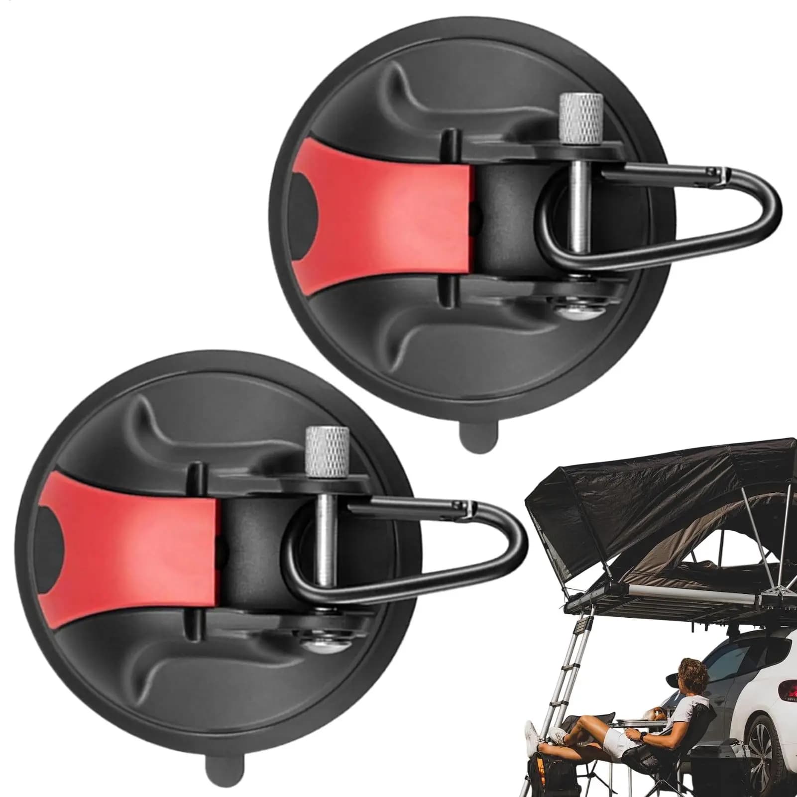 2 Pezzi Ganci a Ventosa Resistenti per Finestre, Doccia, Pareti, Organizzatore, Gancio di Fissaggio, Ancoraggio per Tendalino Auto, Barca, Campeggio