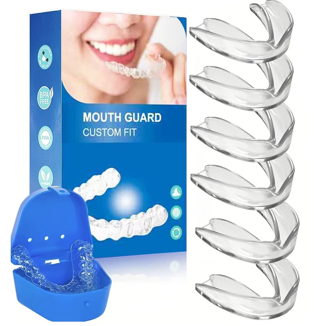 Set of 6 EVA Tooth Protections, Reusable Transparent Silicone Orthodontic Equipment, Dentale Whitening Tool