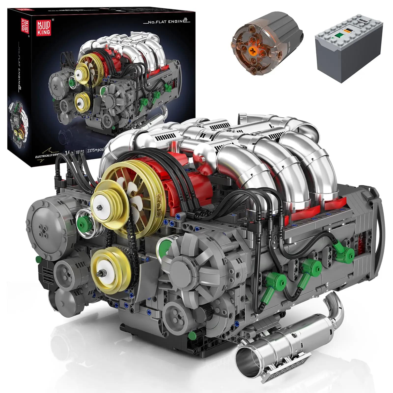 Kit Modello Motore Flat-Six, Blocchi di Costruzione Motore Auto Sportiva con Vano Batteria, Kit Motore Auto Motorizzata Fai-da-Te 2375 Pezzi