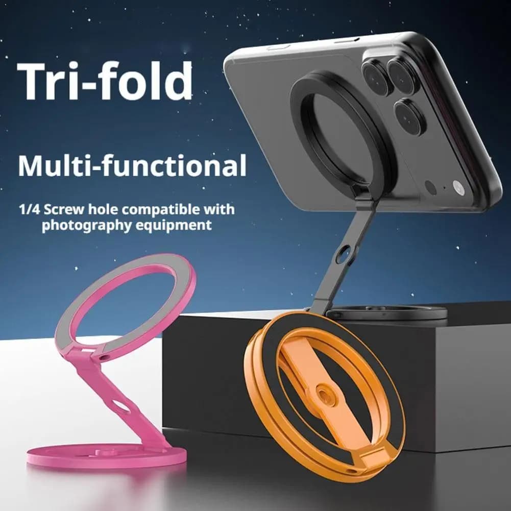 Supporto magnetico per telefono MAGSAFE, fibbia magnetica a doppia faccia, impugnatura con supporto in metallo girevole e pieghevole