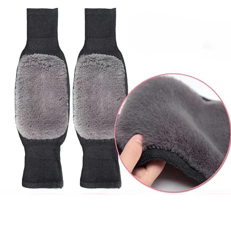 1 paio di ginocchiere calde invernali in peluche ispessito scaldamuscoli termici fascia donna uomo ginocchiere elastiche antiscivolo a prova di freddo