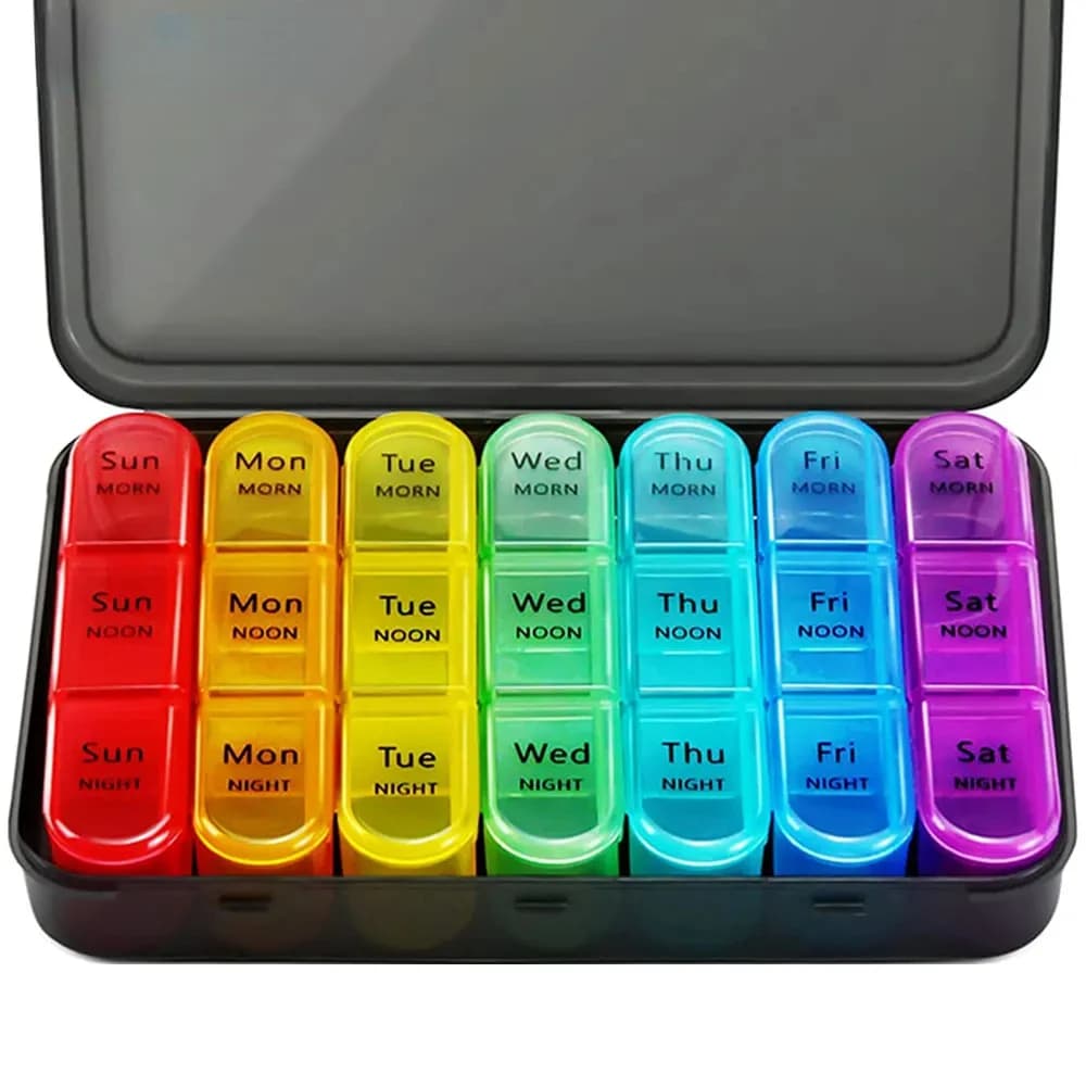 Weekly pills, 3 times a day, 21 compartments, large travel case for medicines, vitamins, supplements