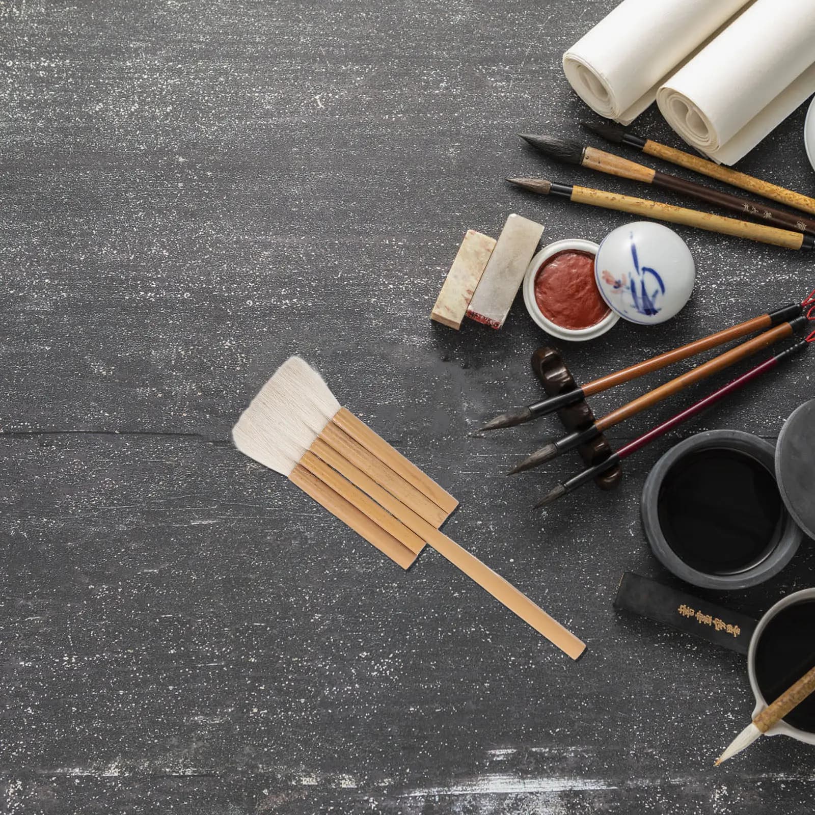 Handcrafting Chinese Calligraphy Brush Soft Wool Hair Multi-Function Painting Tool Wooden Handle Watercolor Oil Paint