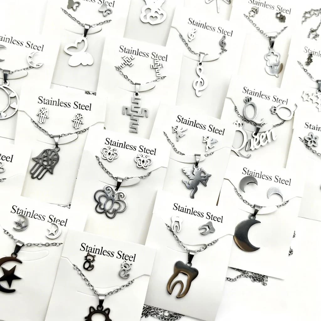 20 set di set casuali di collane e orecchini in acciaio inossidabile argento, vari stili di farfalle e animali, gioielli da donna, regali di Natale per i propri cari
