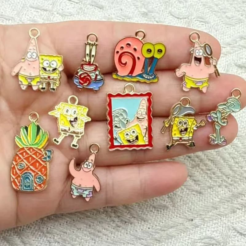10pcs Cartoon Anime Character Enamel Charms Earring Pendant for Making DIY Keychain Necklace Drip Oil Metal Jewelry Accessories