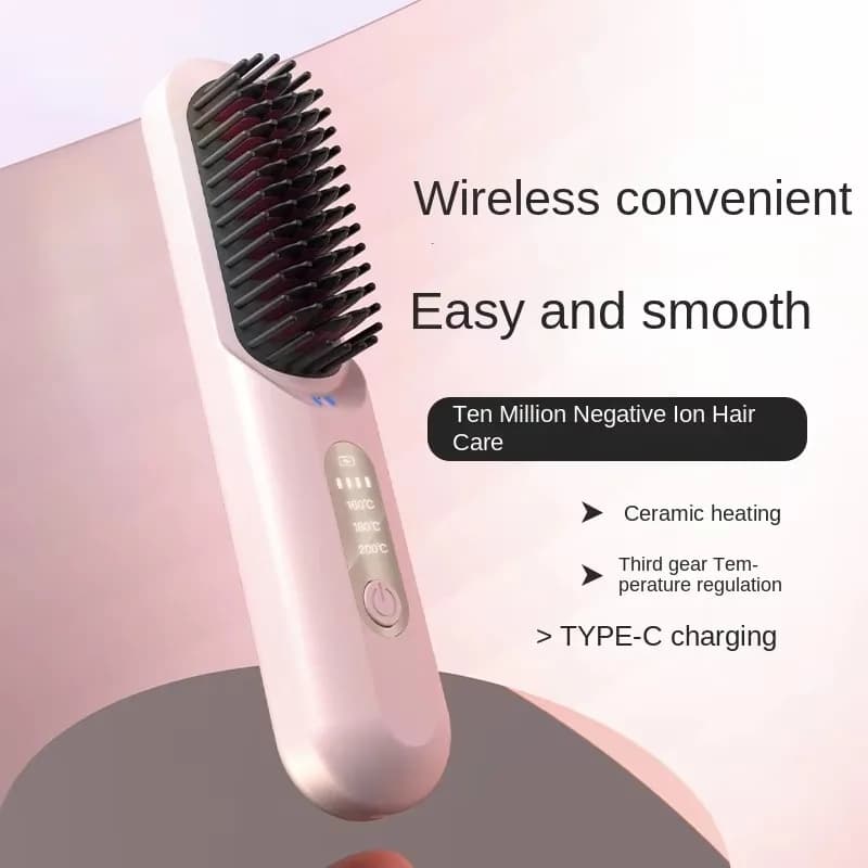 Smart Library Wireless Hair Plate with Negative Ions, Ceramic Plate, Temperature Display, 5000mAh, Factory Direct Sales