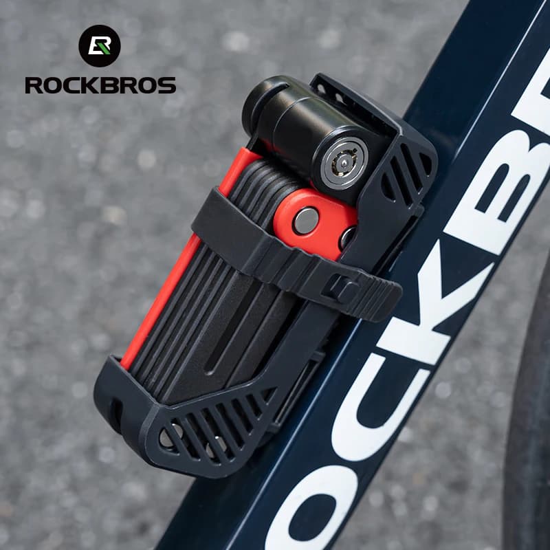 Lucchetto Pieghevole ROCKBROS per Bicicletta, Catena Antifurto di Sicurezza con Cavo, Lucchetto a Catena Allungata 120CM, Lucchetto Portatile per MTB e Bici da Strada