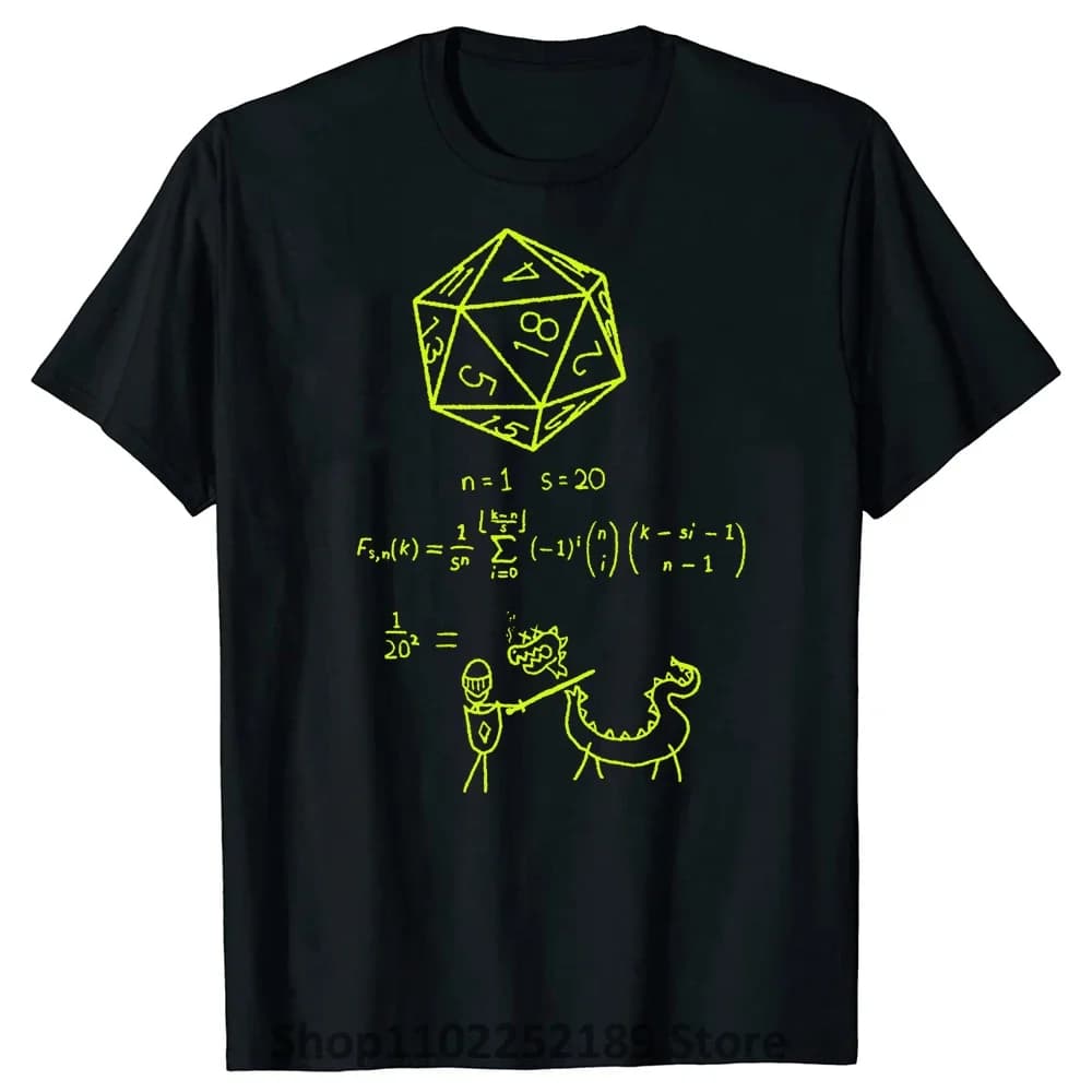 T-shirt Grafica in Cotone a Maniche Corte Streetwear con Stampa 'Novelty The Science of 20 Sided Dice' per DND D20 Dungeon Gamer Dragon Dice