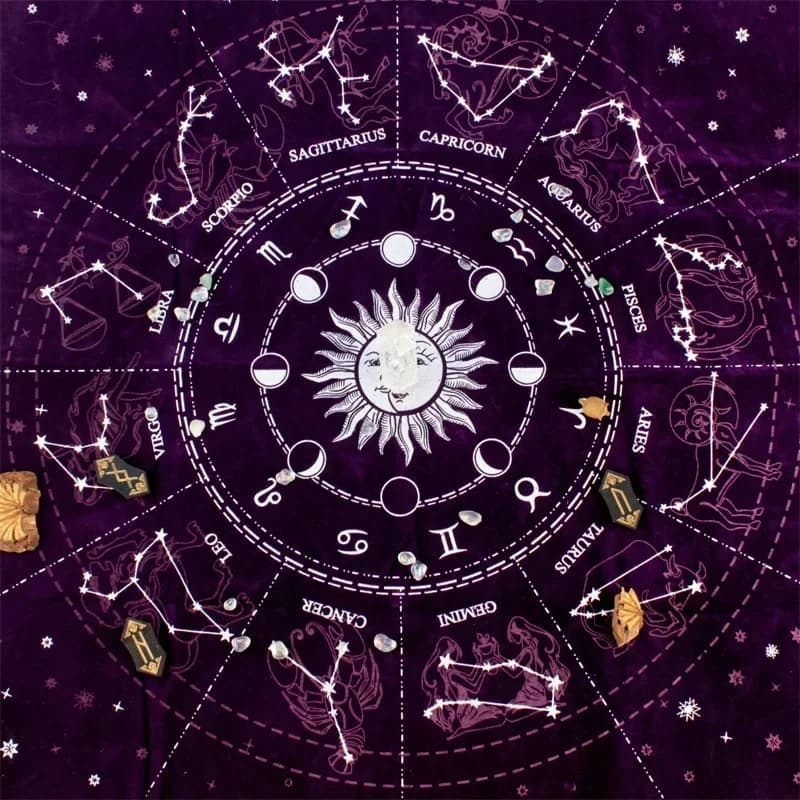 Dodici costellazioni Cinque stelle Love Carriera Carta oracolo Stella Tarocchi Velluto Divinazione Altare Bellissimo modello Tovaglia