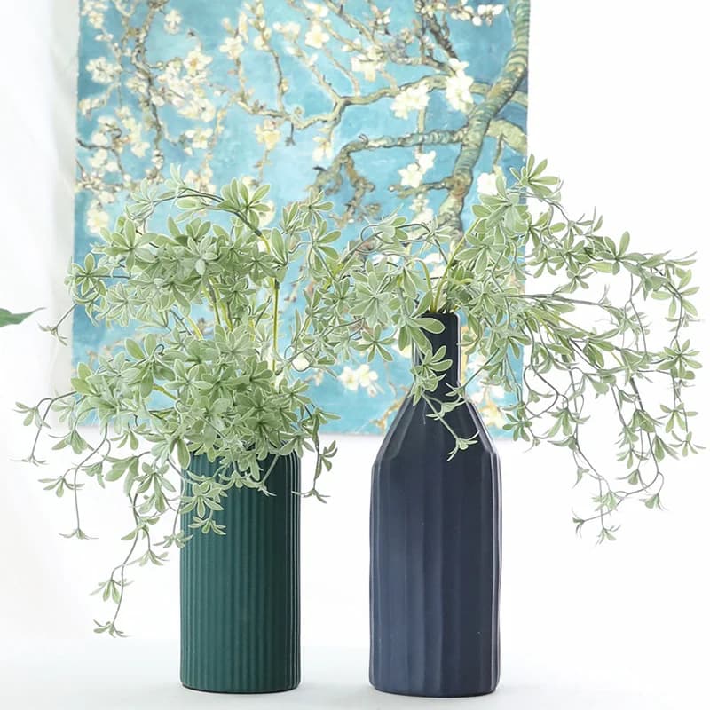 1PCS 52cm Green Plastic Artificial Flocking Plants Flowers Home Wedding Decor Flocked Fake Plants Room Office Verandah Greenery