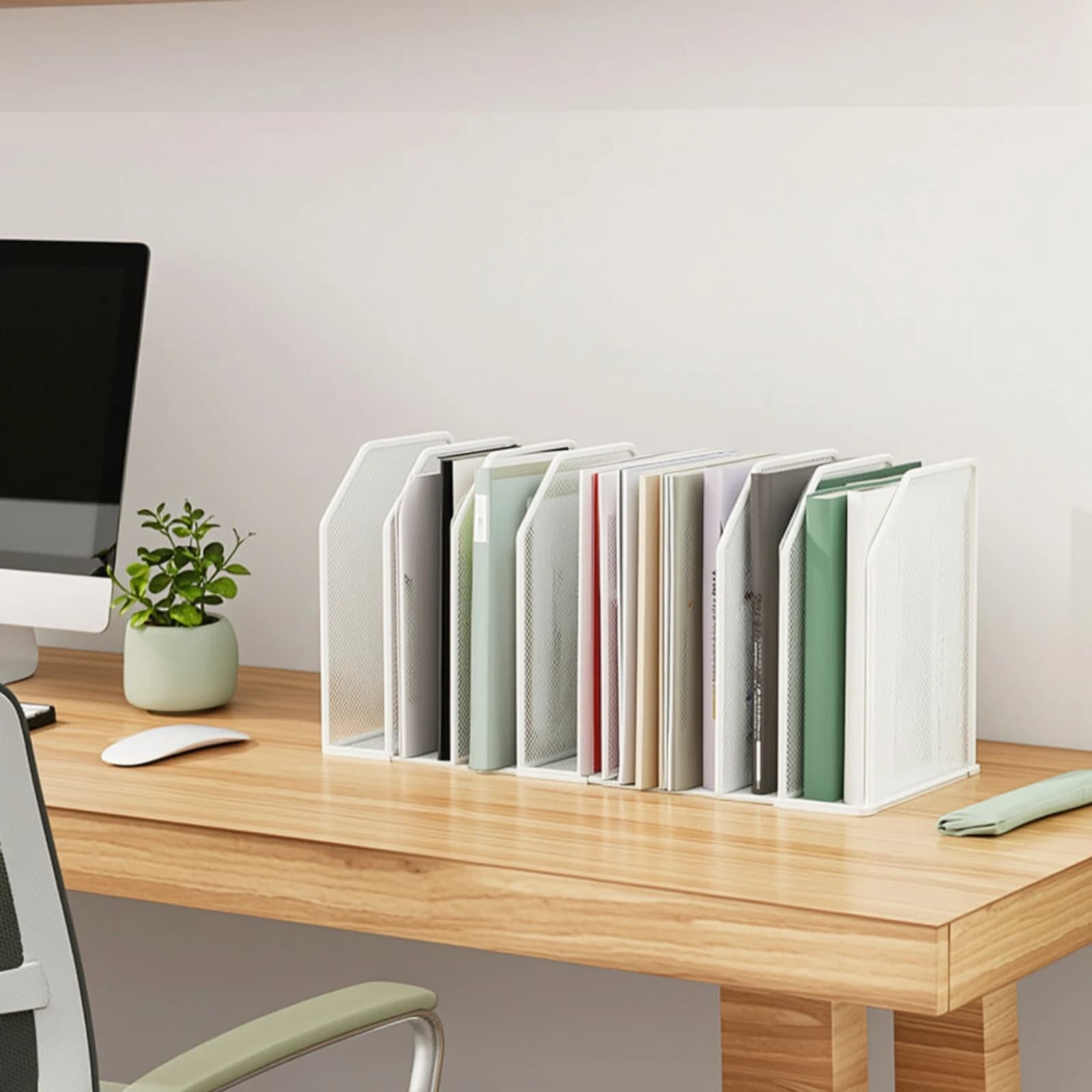 Mesh Organizer with Seven Sections Detachable Vertical File Sorter Mesh File Folder Stand Upright for Professionals, Study Table