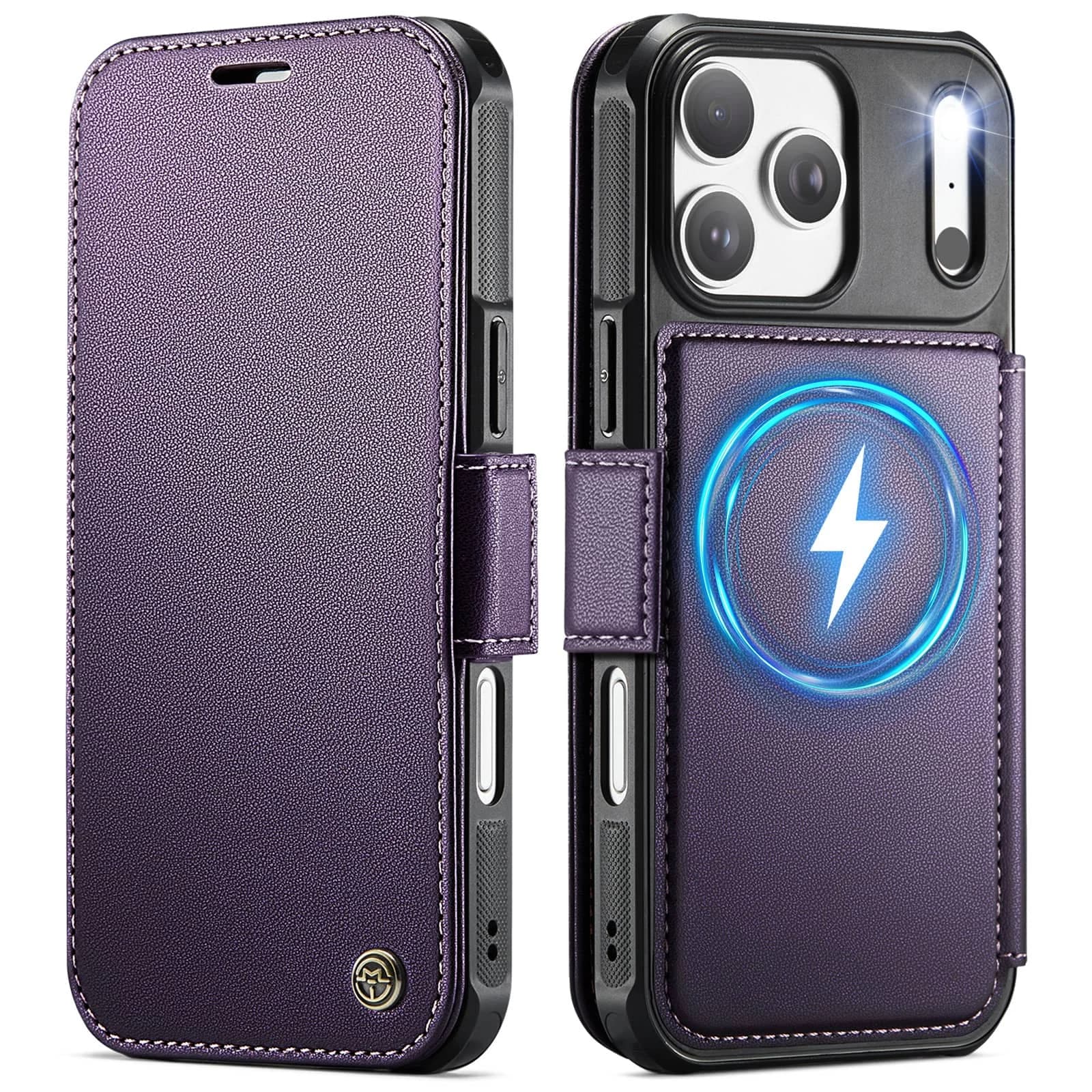 Magnetic Wallet Case for iPhone 18 17 16 15 14 13 12 Pro Max SE with RFID Blocking Card Holder Wireless Charge Shockproof Cover