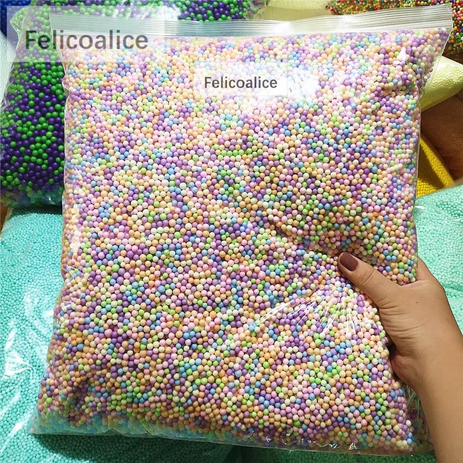 250g 4-6mm Perline di schiuma senza sanguinamento Forniture di melma Palline Piccoli ciondoli di neve Aggiunta di riempimento per accessori di particelle di fango di melma