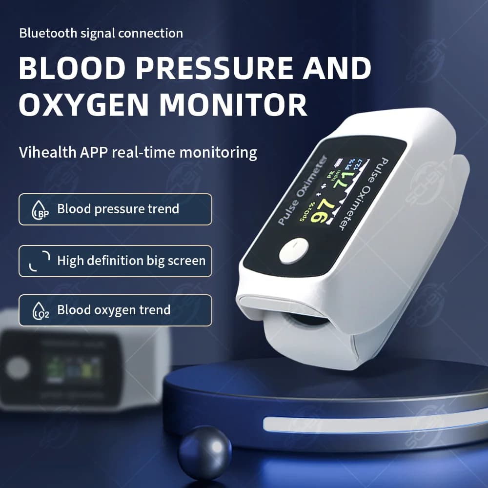 Bluetooh Digital Fingertip Pulse Oximeter & Blood Pressure Monitor 2 in 1 Household Fingertip Oximetro Dedo Pressure Meter OLED