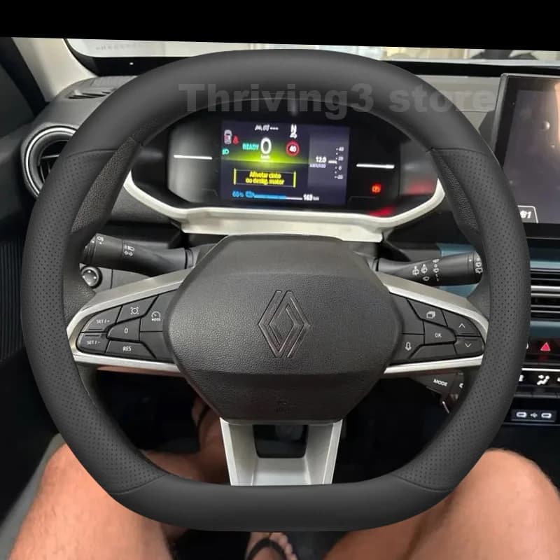Leather Car Steering Wheel Cover For Renault 5 E-Tech Megane E-TECH 2024-2026 Auto Steering Wheel Renault 5 E-Tech Accessories