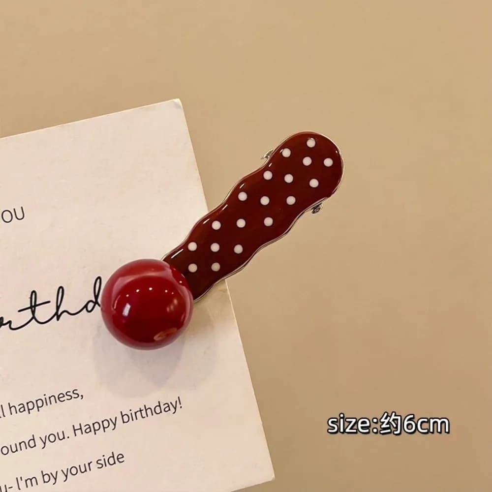 Versatile Red Retro Hair Clip Polka Dot Seamless Hairpin Headdress Duckbill Hair Clips Hair Styling Accessories