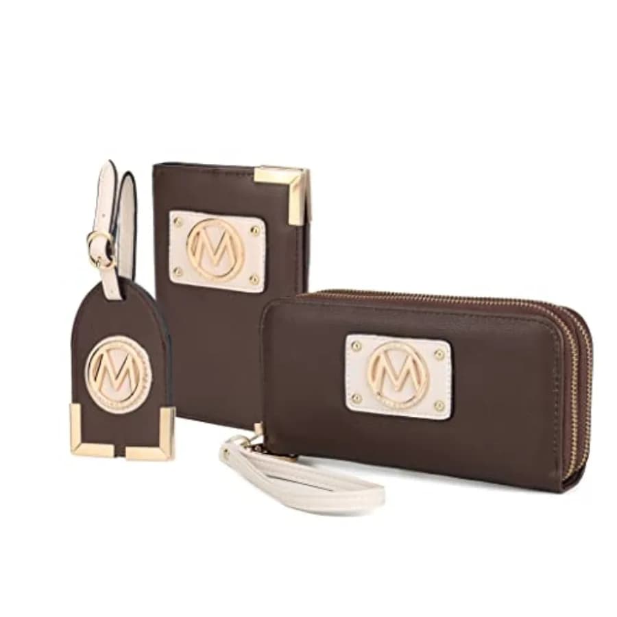 Set Regalo da Viaggio per Donna MKF Collection - 3 Pezzi: Portafoglio da Polso, Porta Passaporto, Etichetta per Bagaglio di Mia K
