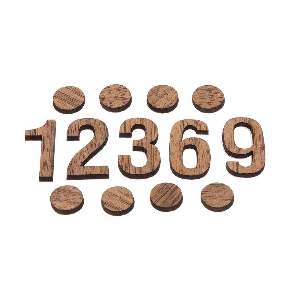 Set of 1 DIY wall clock, kit with Roman wooden numbers, spare parts and accessories for handmade silent watch, wooden numbers.