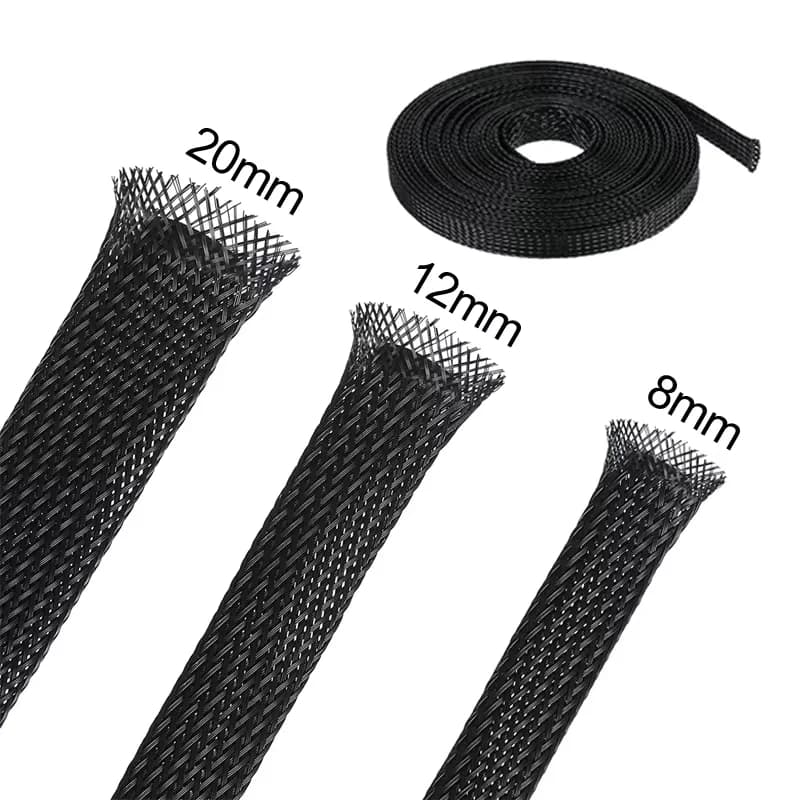 3 m/9.85 feet 3 m/9.85 m PET expandable woven sleeve black wire mesh flexible sleeve for cable TV Audio PC chewing protectors for pets