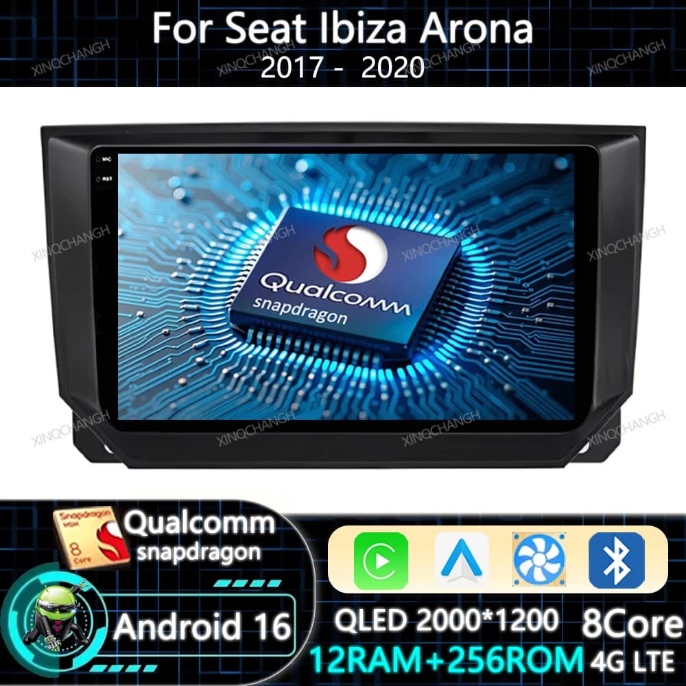 Android 15 Car Radio Carplay Auto For Seat Ibiza Arona 2017 2018 2019 2020 Multimedia Video Player BT Navigation Qualcomm QLED