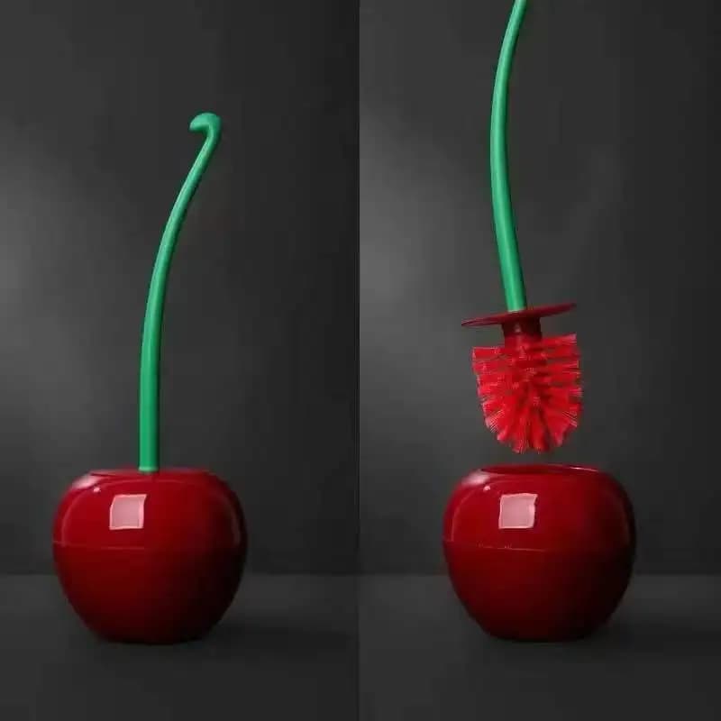 Set di Spazzole per WC in Plastica con Manico Lungo e Design Creativo a Forma di Ciliegia, Strumento per la Pulizia Quotidiana del Bagno