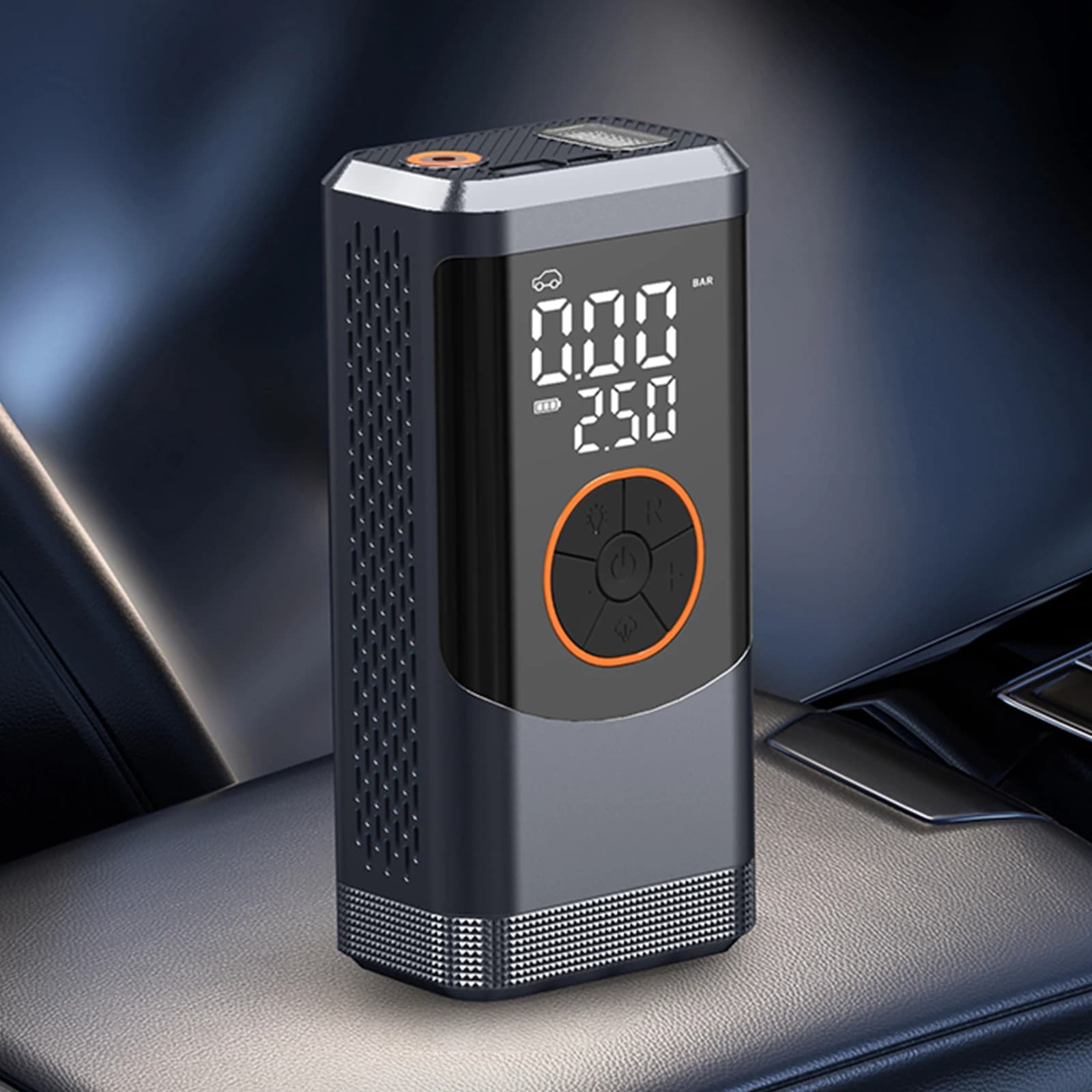 Compressore d'Aria Portatile con Manometro Digitale, Mini Pompa per Biciclette Senza Fili con Display LCD per Auto, Moto e Palloni